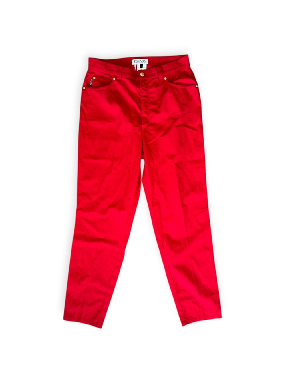 Escada Margaretha Ley Red Stretch Designer Pants trousers 42 M L